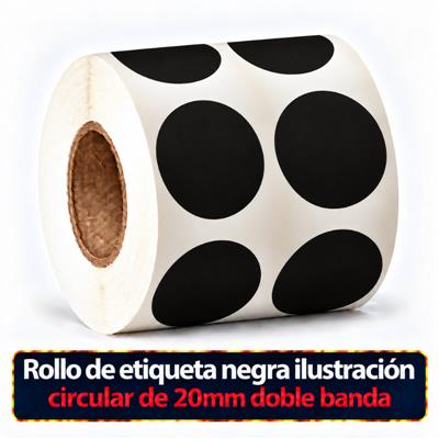 Rollo de etiqueta Ilustración Circular Negro 20 Diametro (2B - B40 ROLLO x 1000)